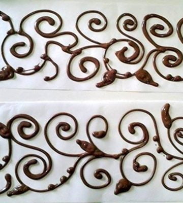 Receita de Arabescos de chocolate para decoração de bolos