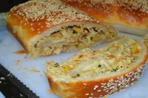Receita de Pão Recheado de Frango e Queijo